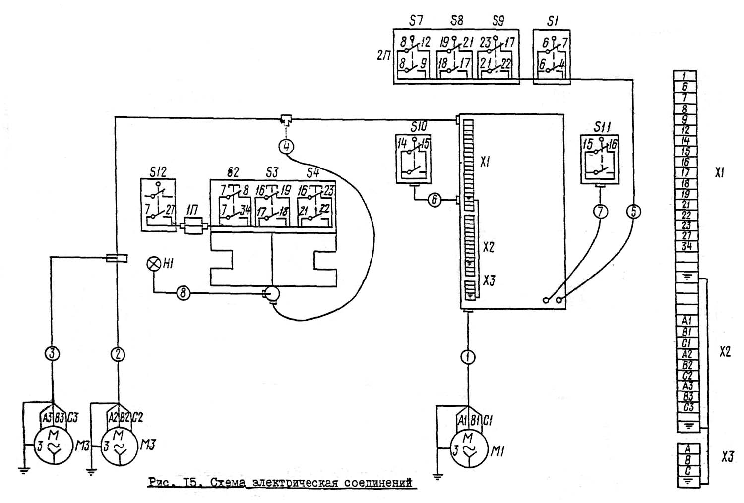 Схема з'єднань токарно-гвинторізного верстата 16Е20 Схема з'єднань токарно-гвинторізного верстата 16Е20